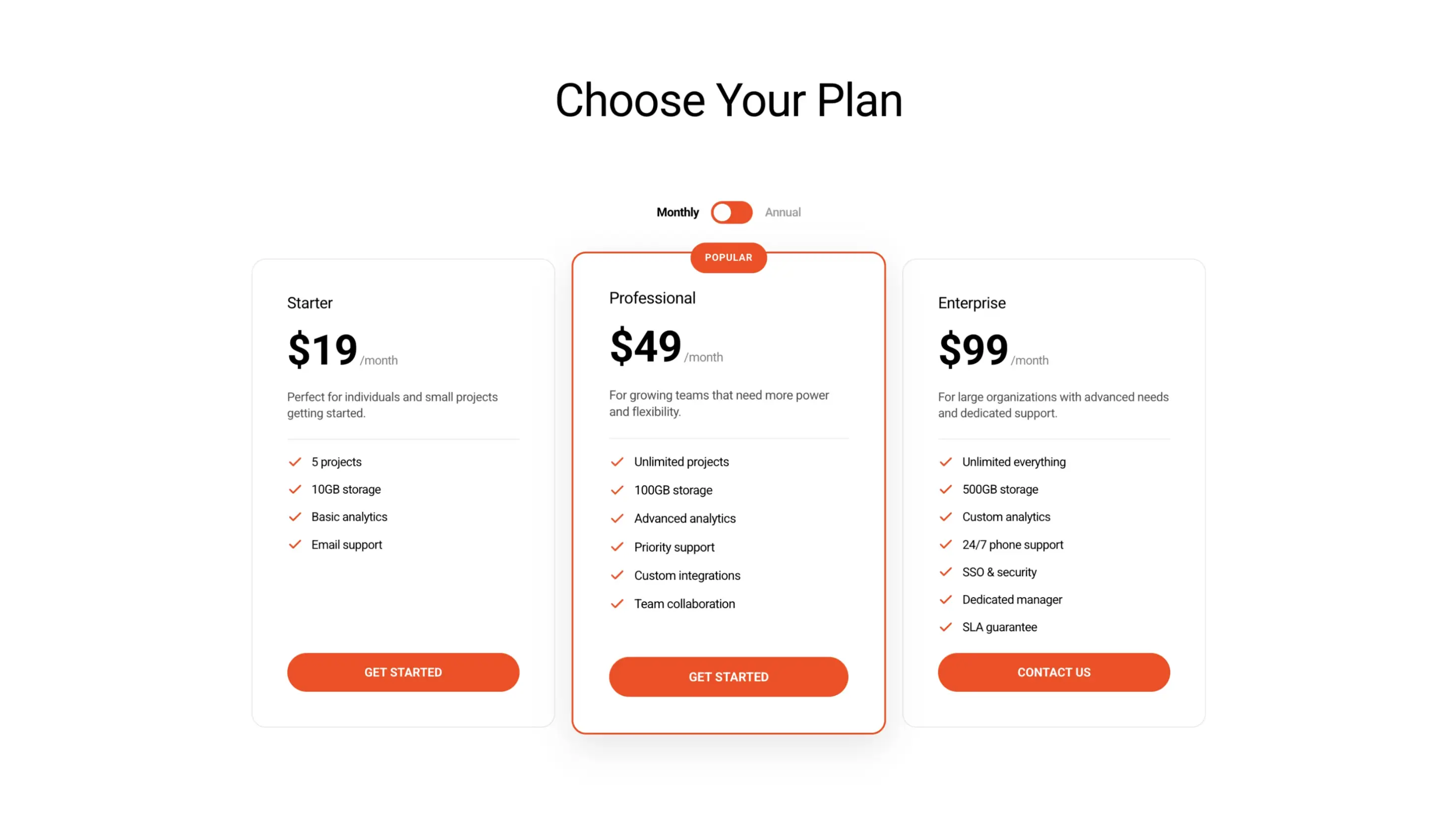 Pricing Table — section Kleemt